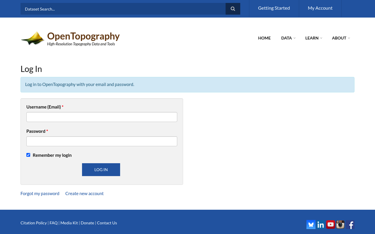 OpenTopography API screenshot