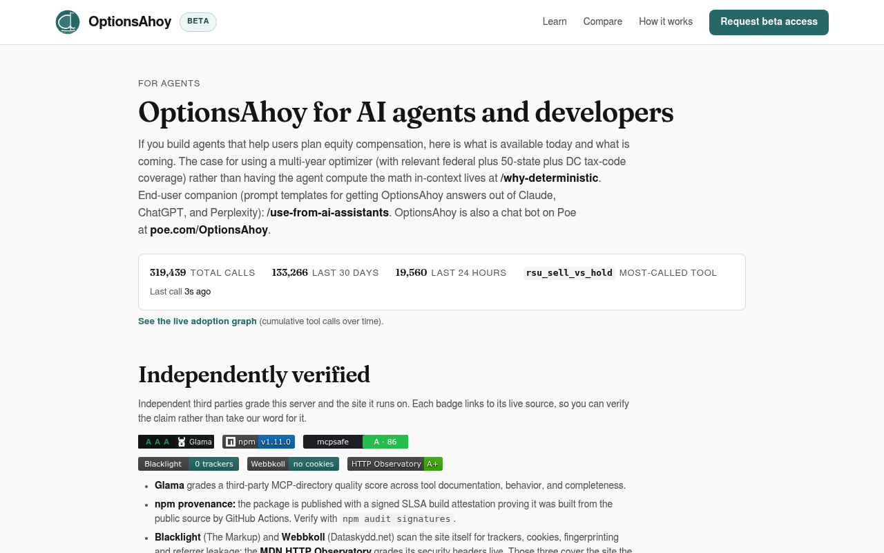 OptionsAhoy website screenshot