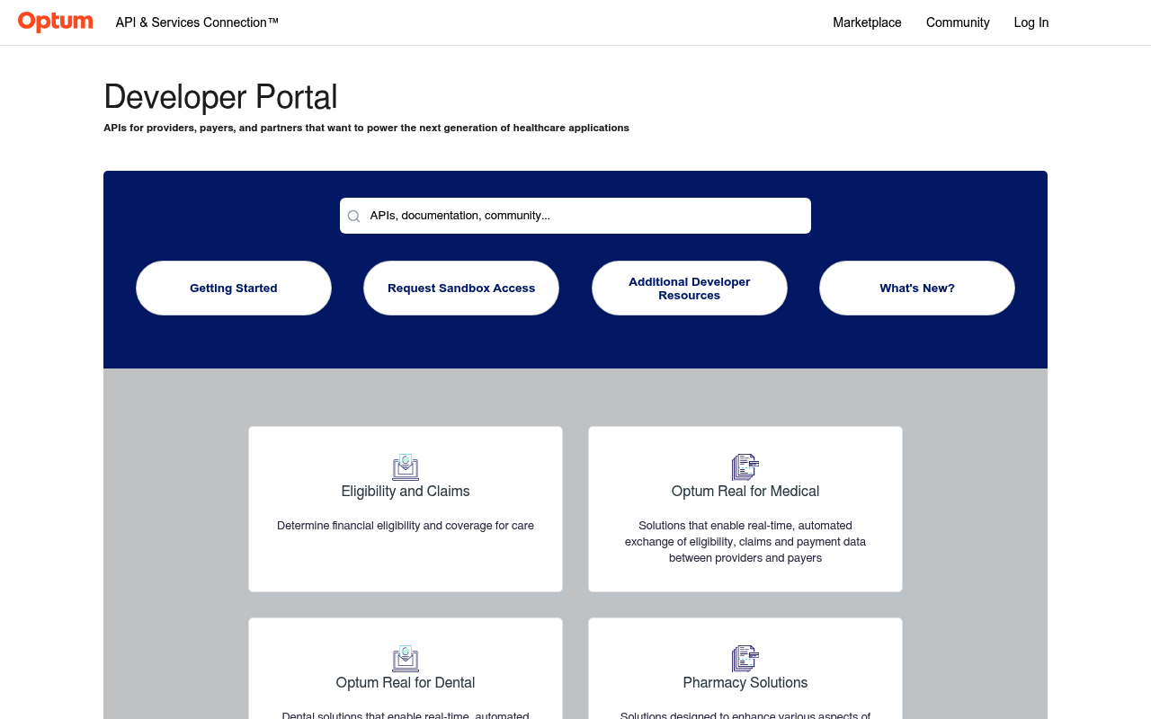 Optum website screenshot