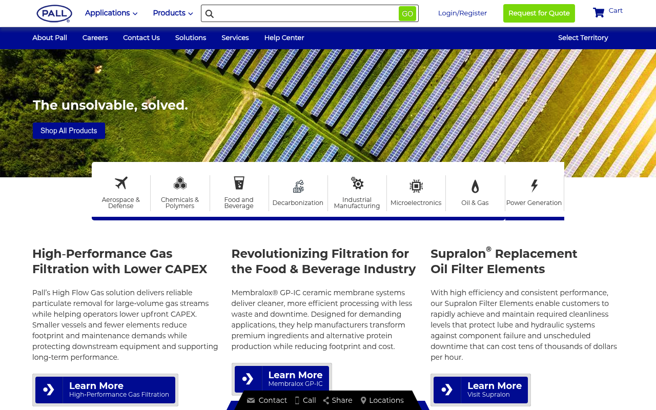 Pall Corporation screenshot