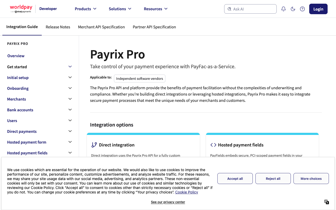 Payrix website screenshot