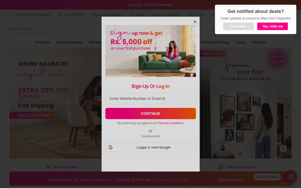 Pepperfry screenshot