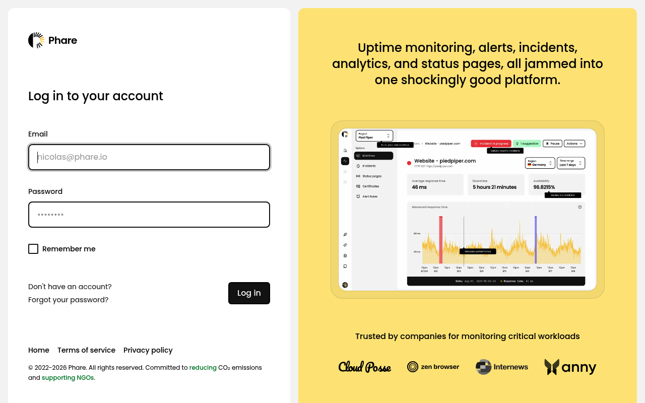Phare website screenshot