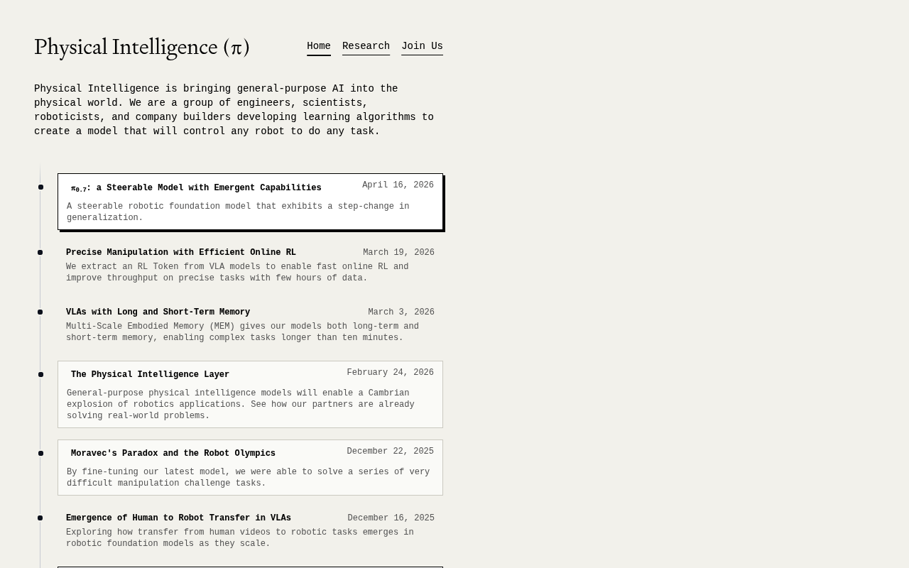 Physical Intelligence screenshot