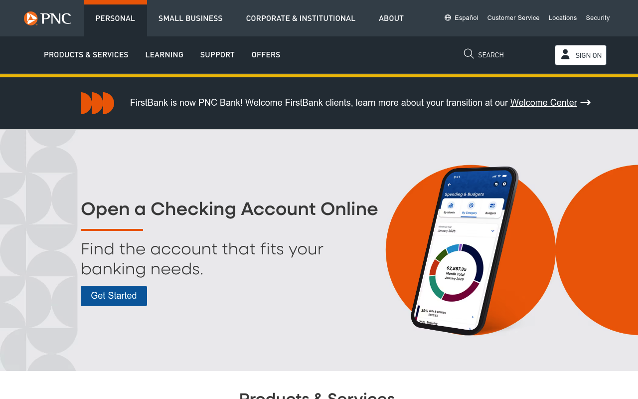 PNC Financial Services Group screenshot