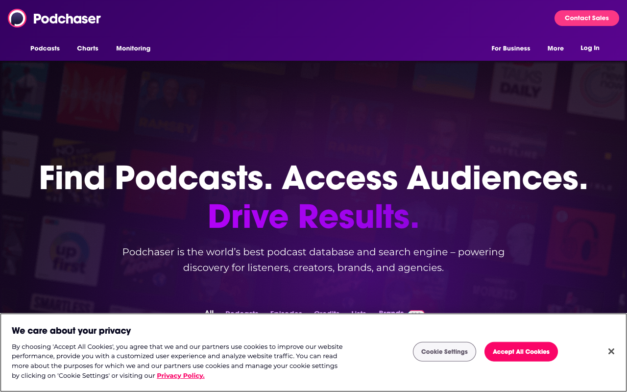 Podchaser screenshot