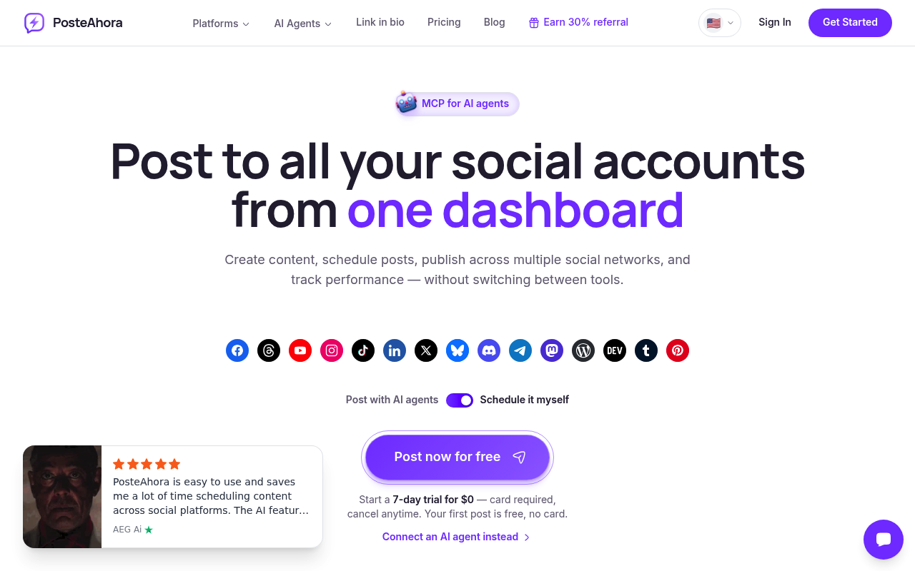 PosteAhora website screenshot