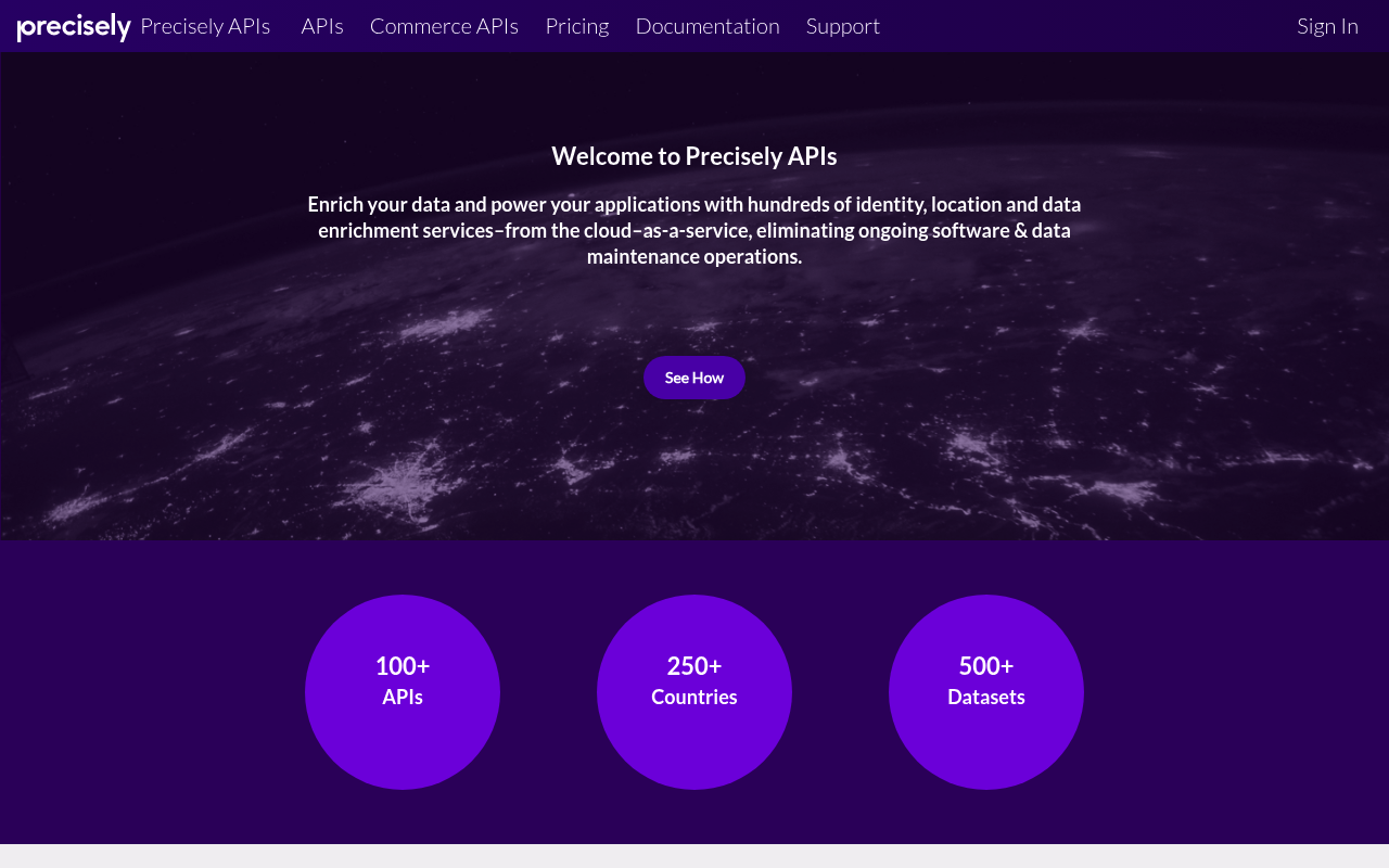 Precisely APIs screenshot