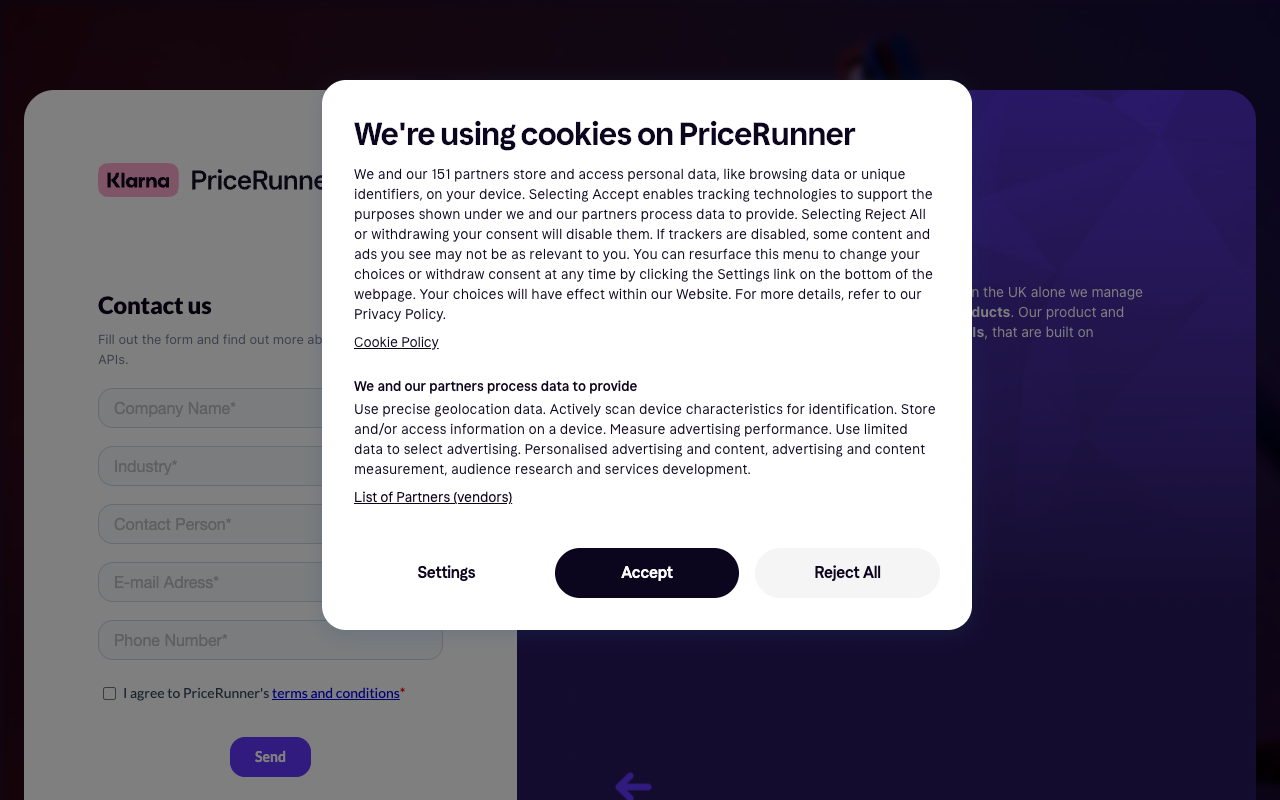 Pricerunner screenshot