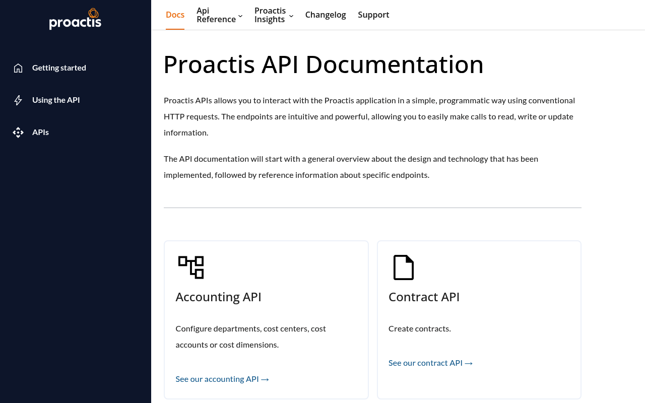 Proactis website screenshot
