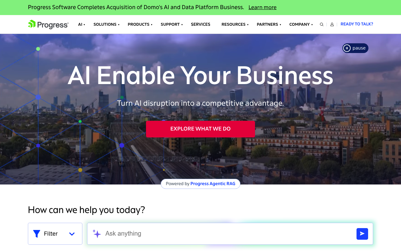 Progress Software website screenshot