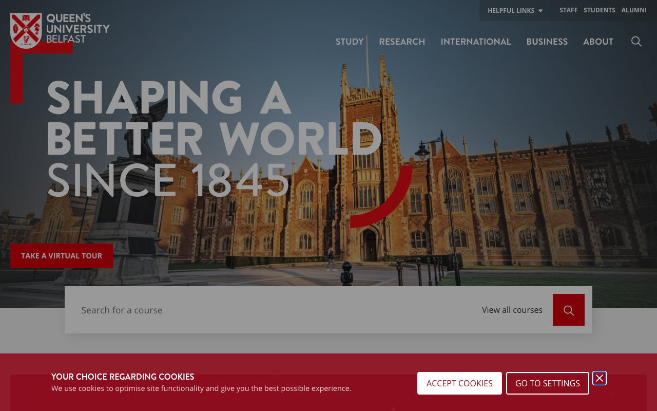 Queen's University Belfast screenshot