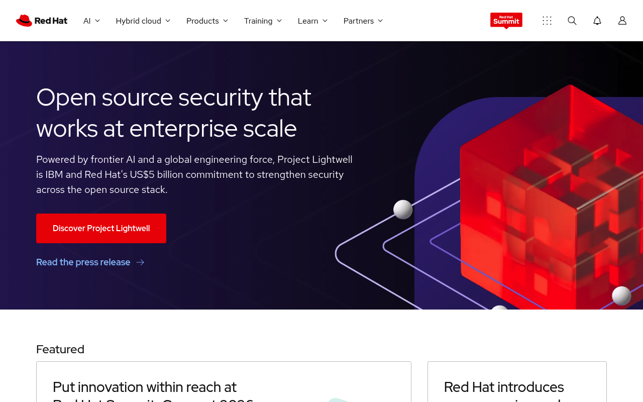 Red Hat website screenshot