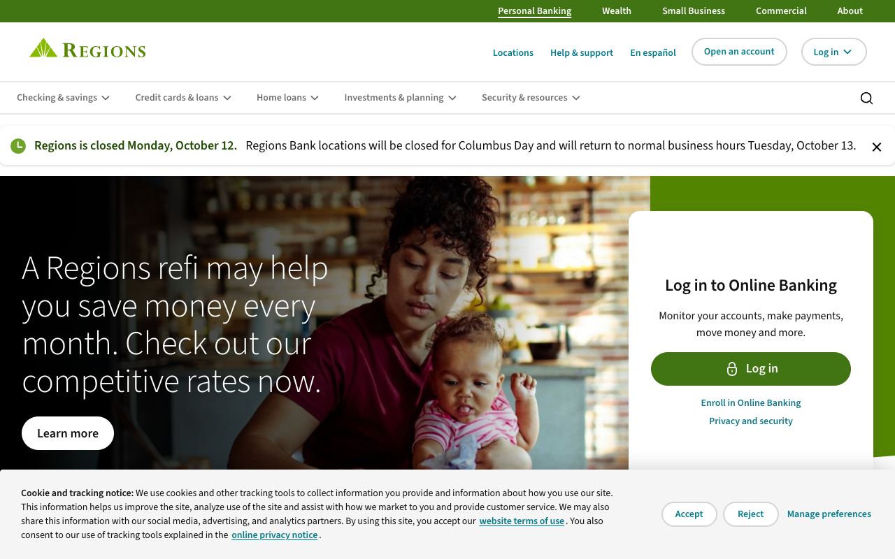 Regions Financial Corporation screenshot