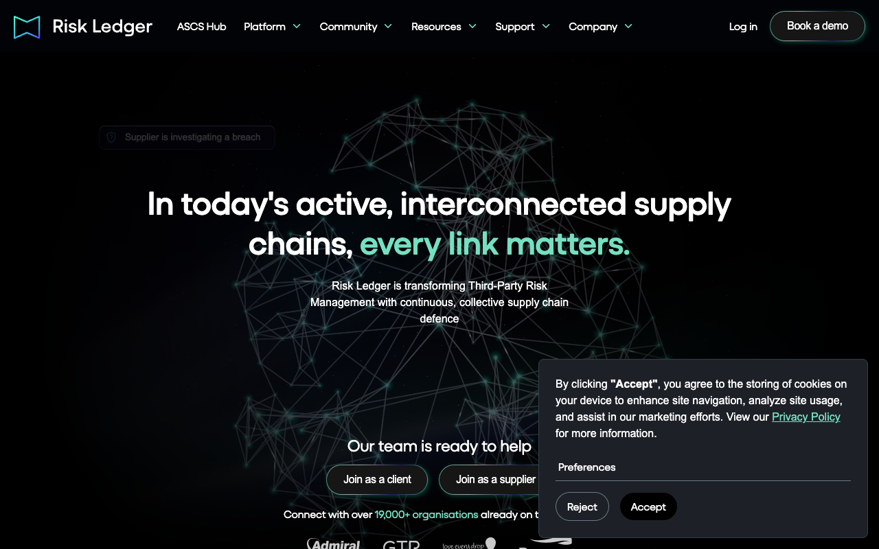 Risk Ledger screenshot