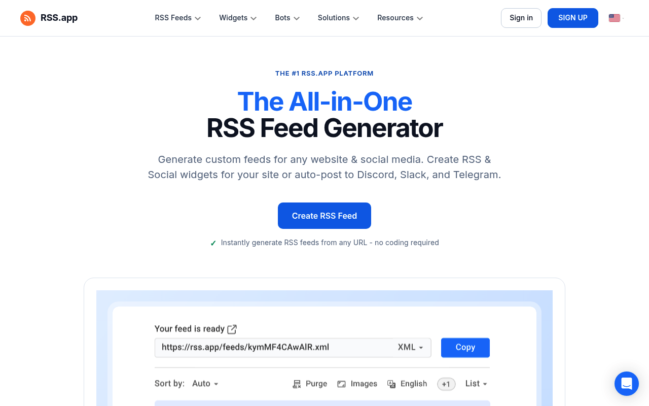 RSS.app screenshot