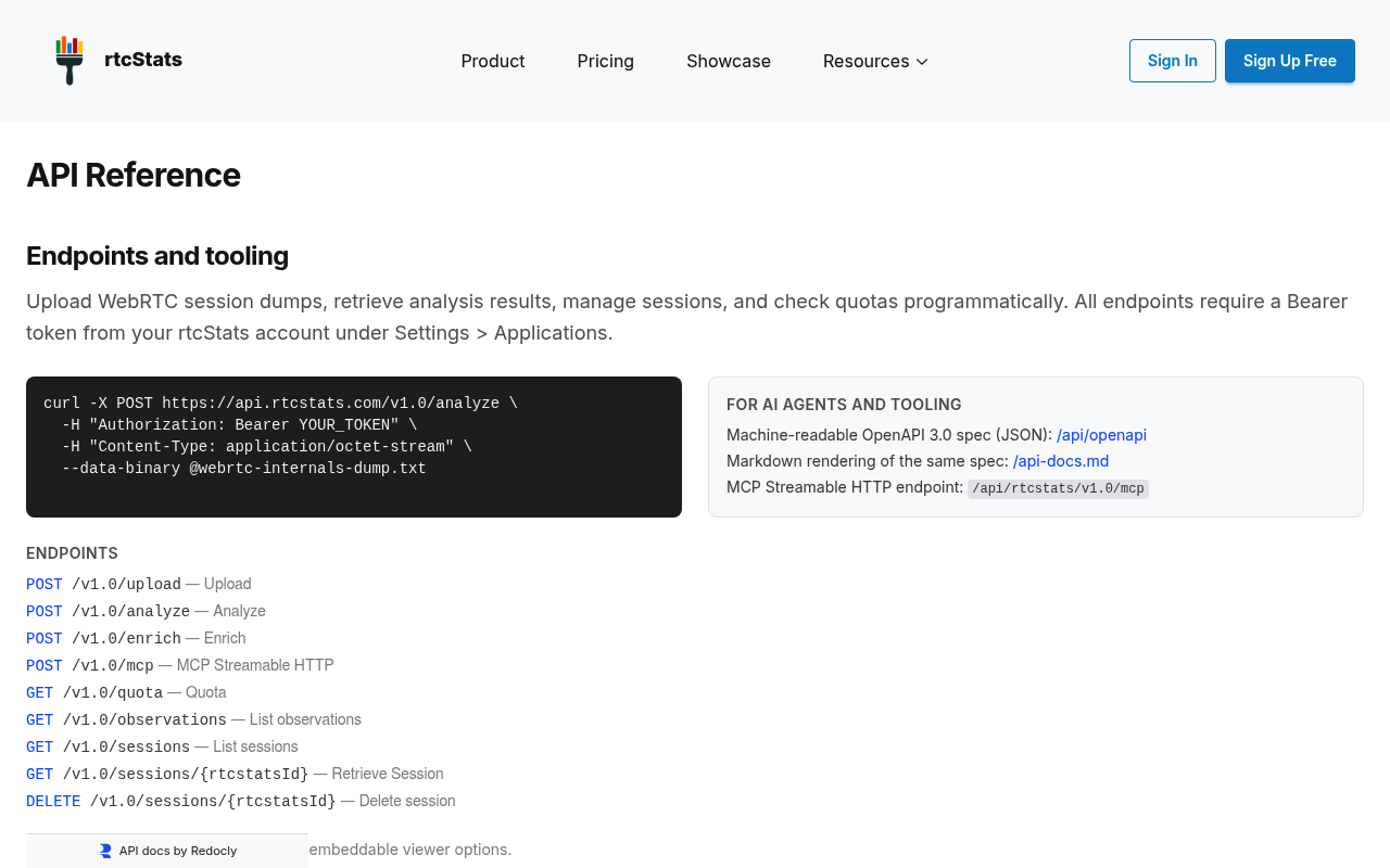 rtcStats screenshot