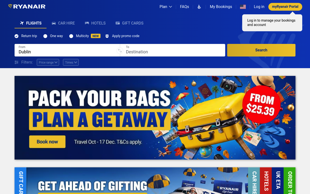 Ryanair screenshot
