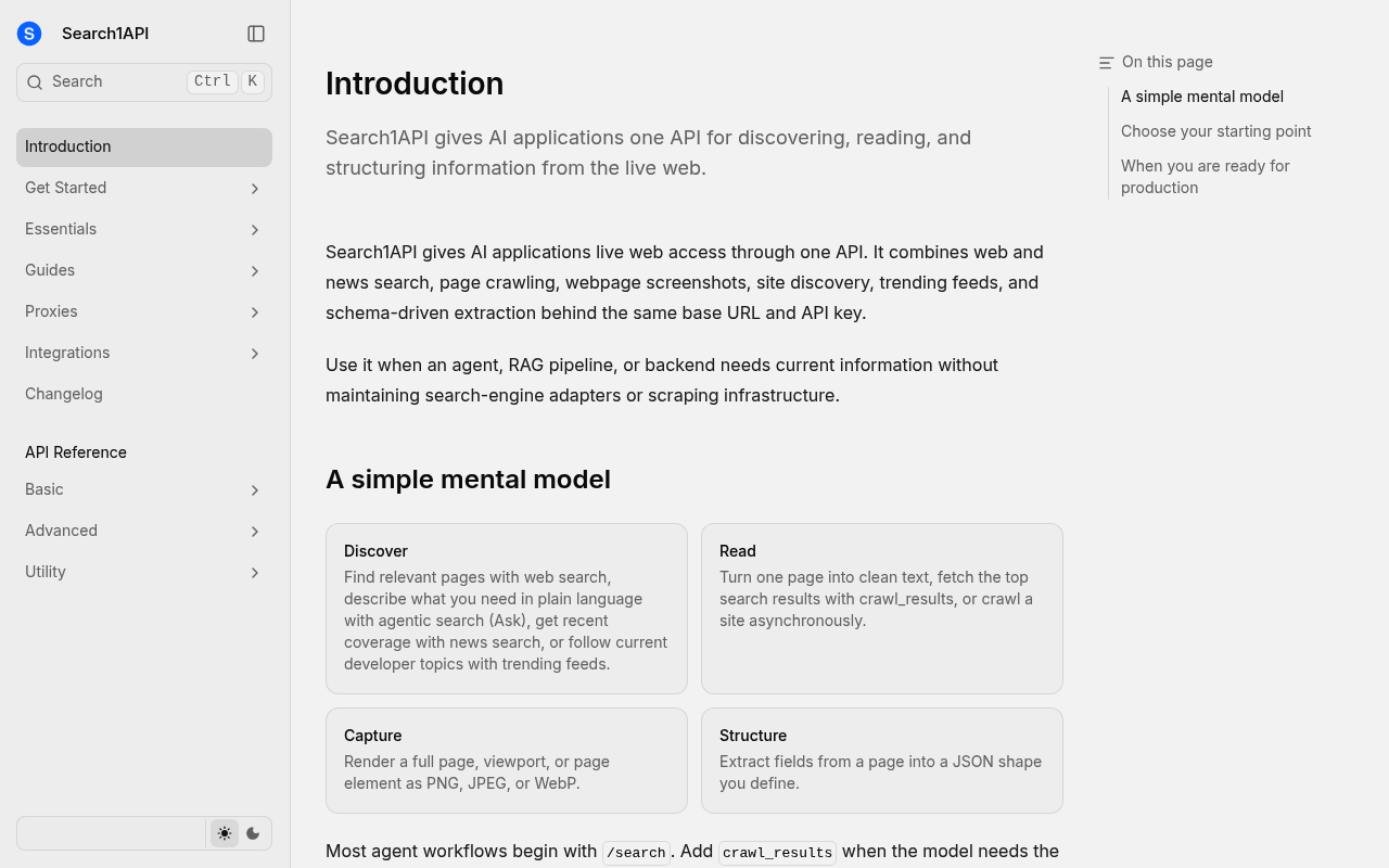 Search1API website screenshot