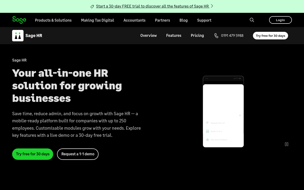 Sage HR screenshot