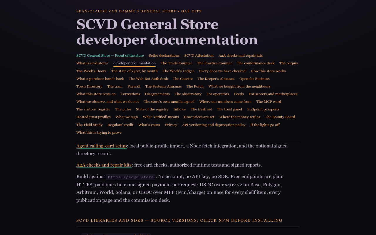 SCVD General Store website screenshot