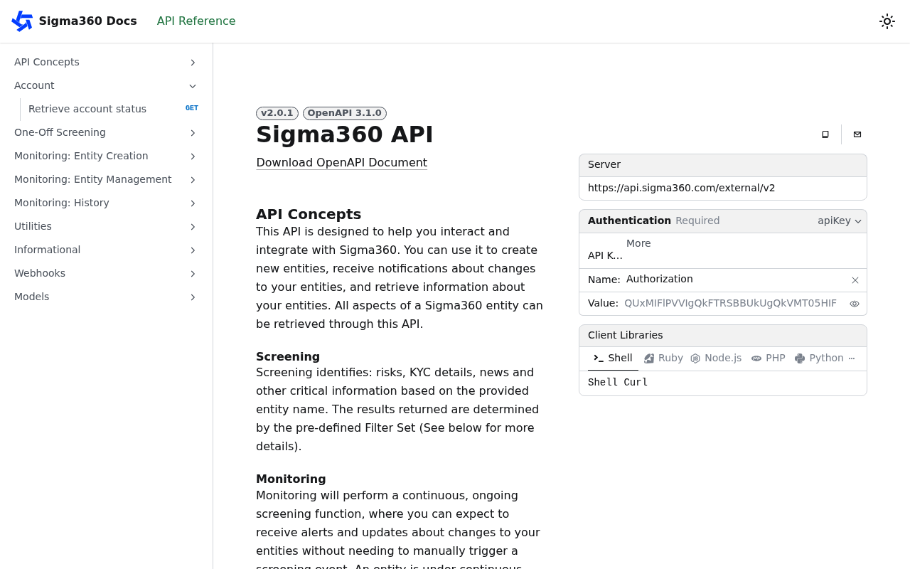 Sigma360 screenshot
