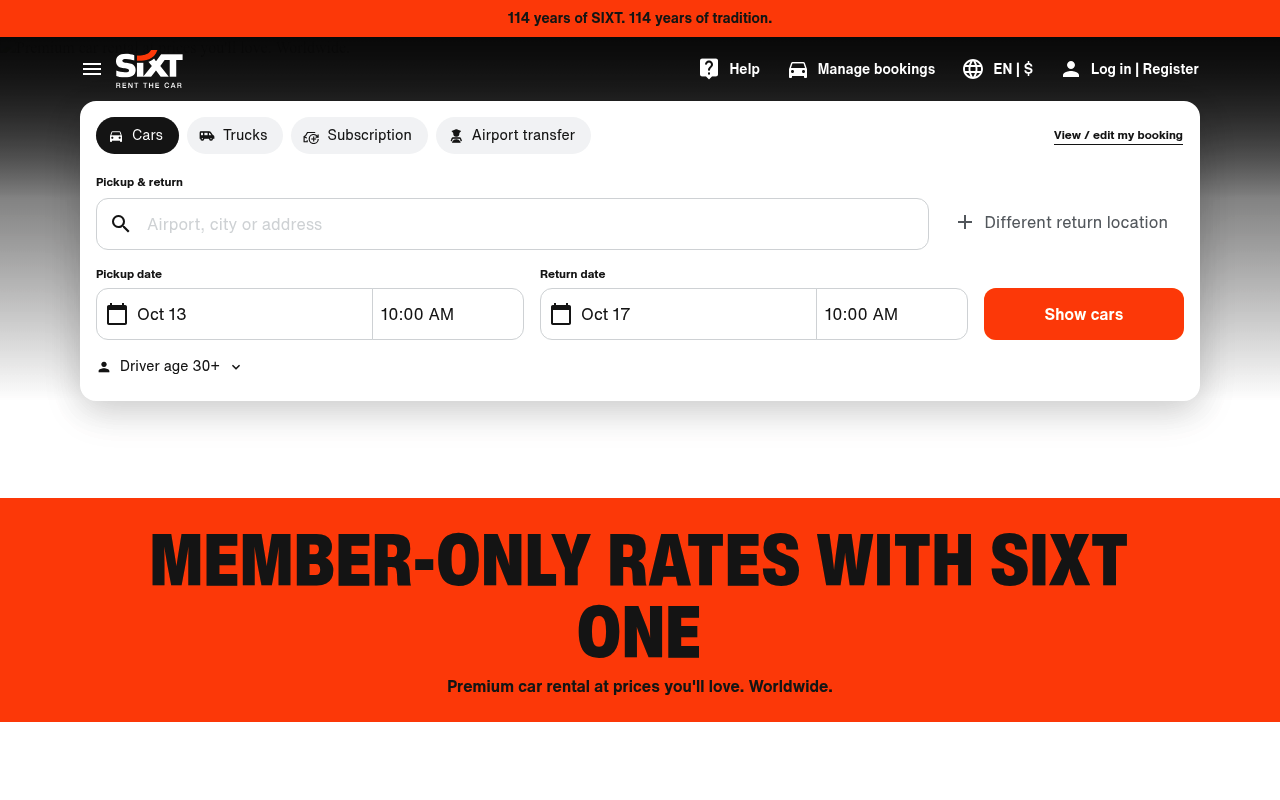 Sixt screenshot