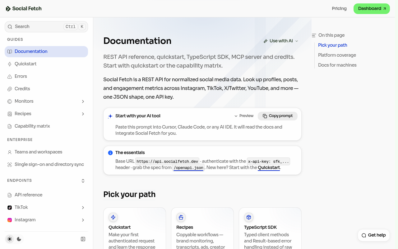 Social Fetch website screenshot
