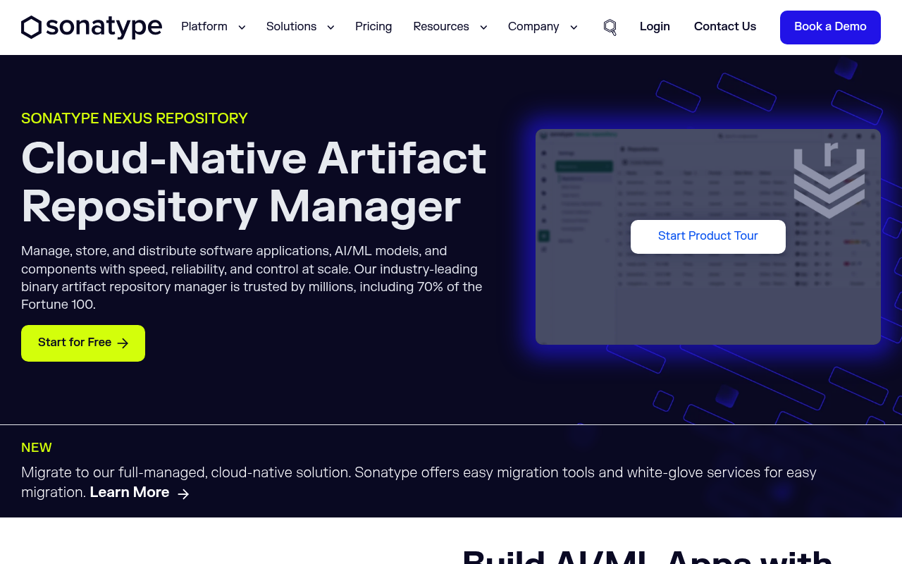 Sonatype Nexus website screenshot