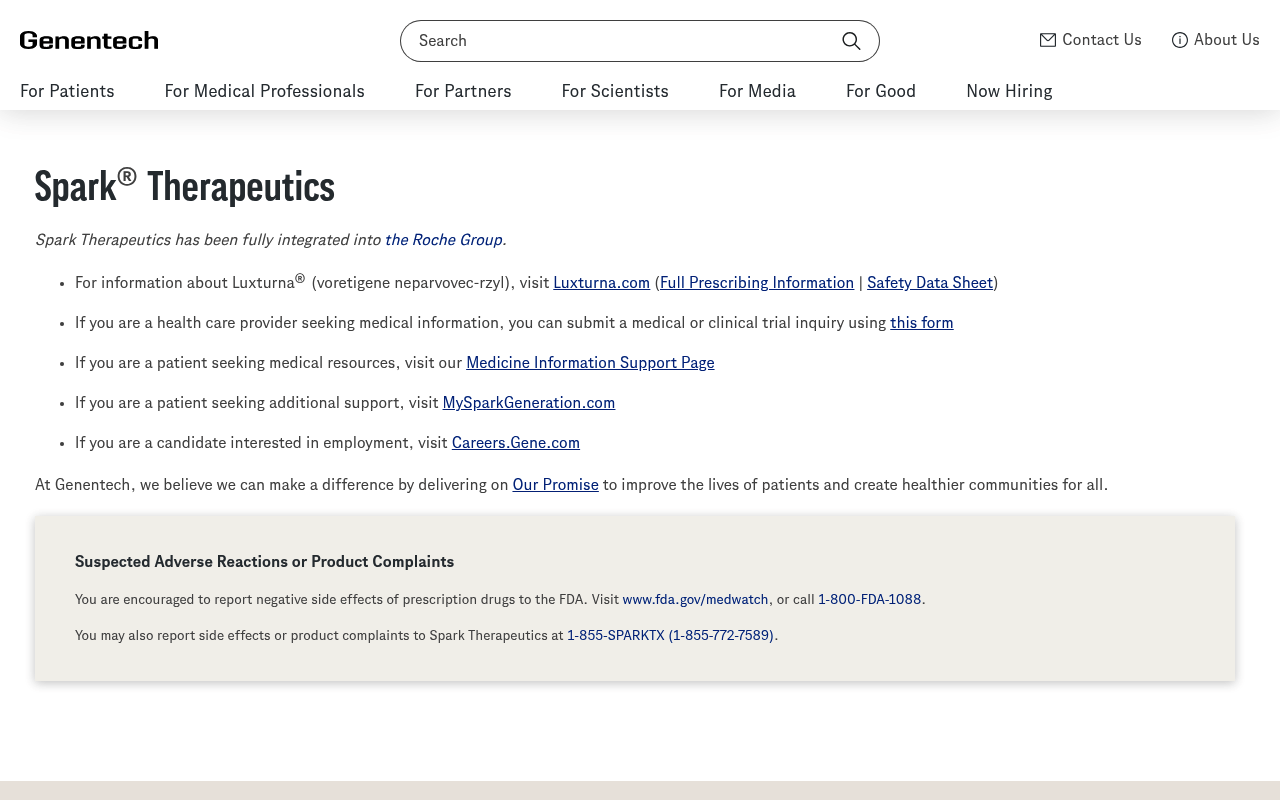 Spark Therapeutics screenshot