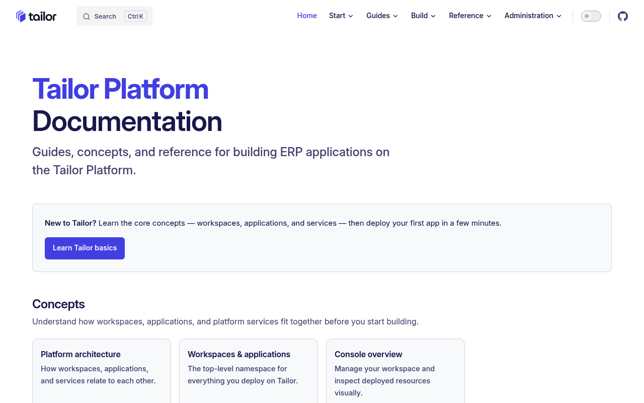 Tailor website screenshot