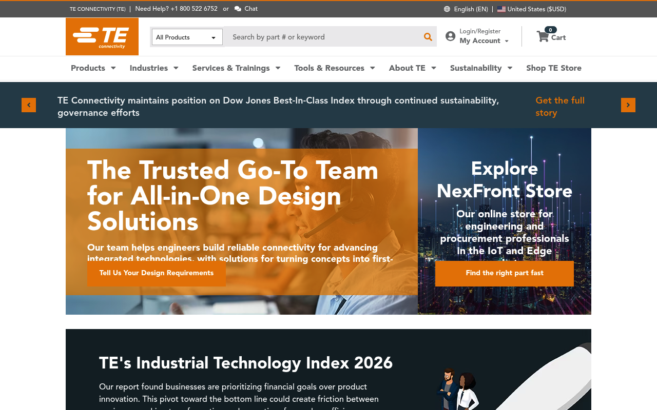 TE Connectivity screenshot