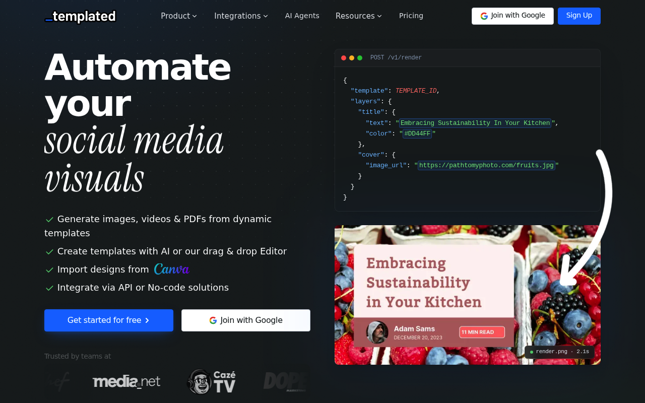 Templated screenshot