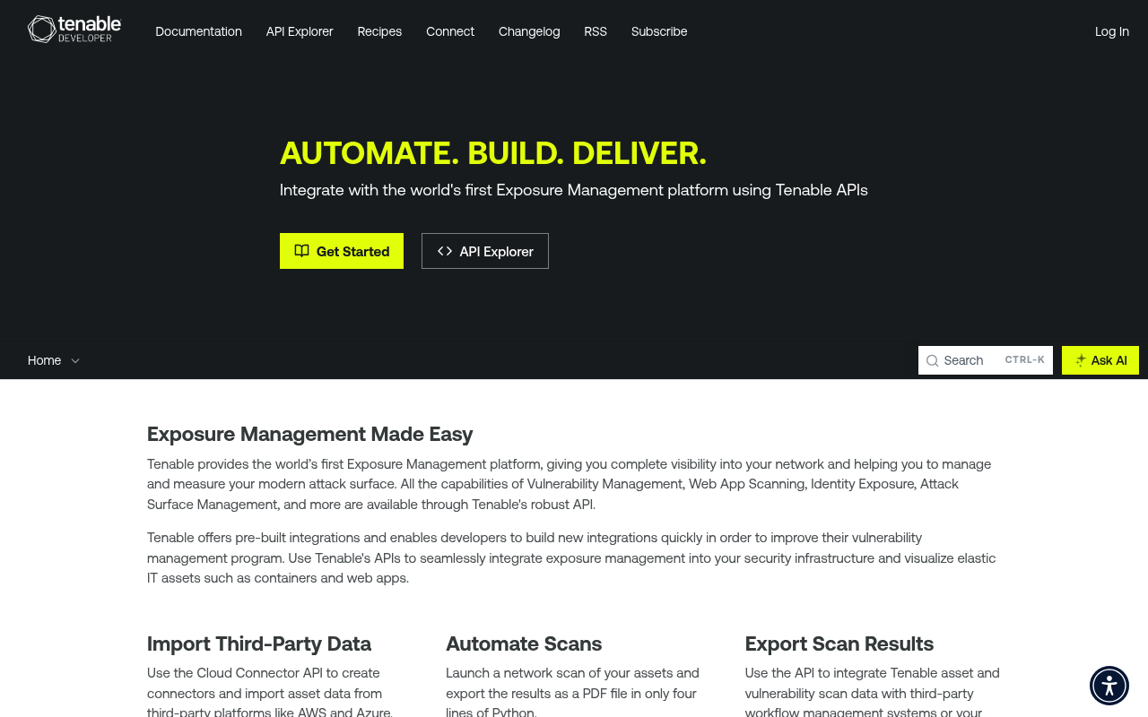 Tenable screenshot