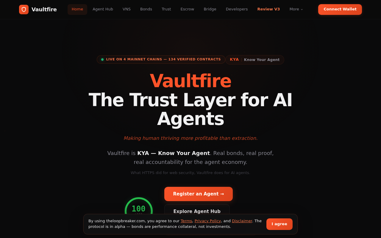 Vaultfire Protocol website screenshot