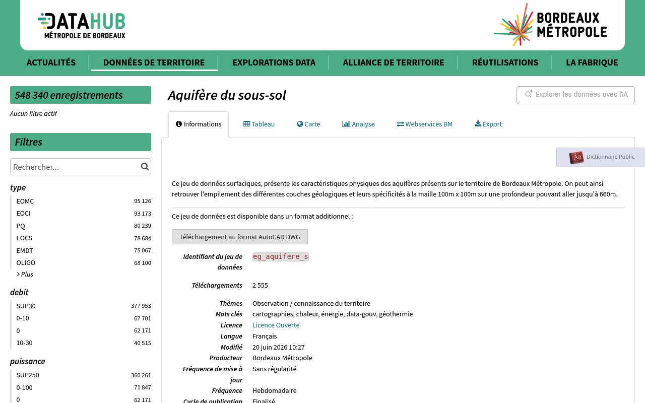 Transport for Bordeaux, France website screenshot