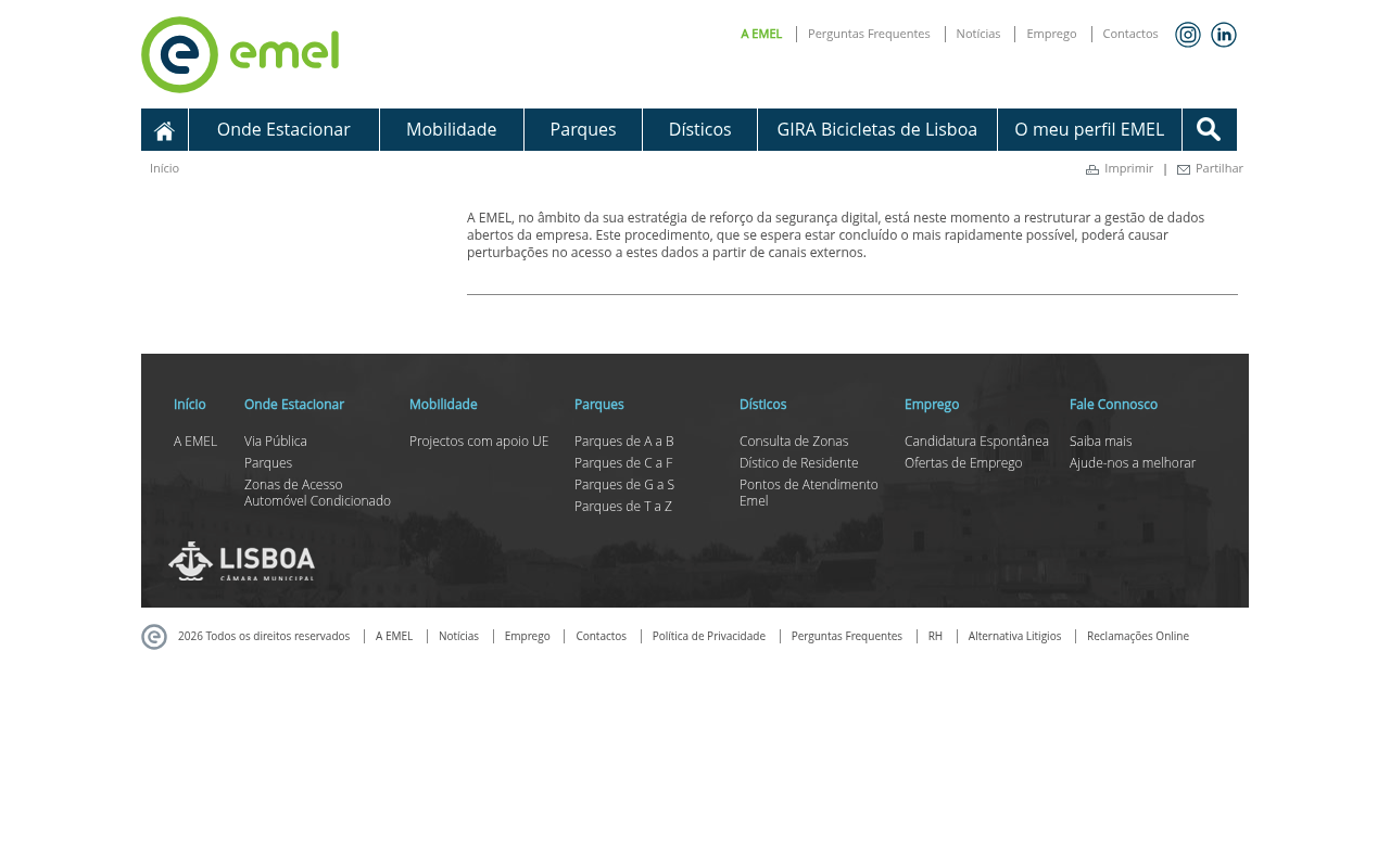 Transport for Lisbon, Portugal website screenshot