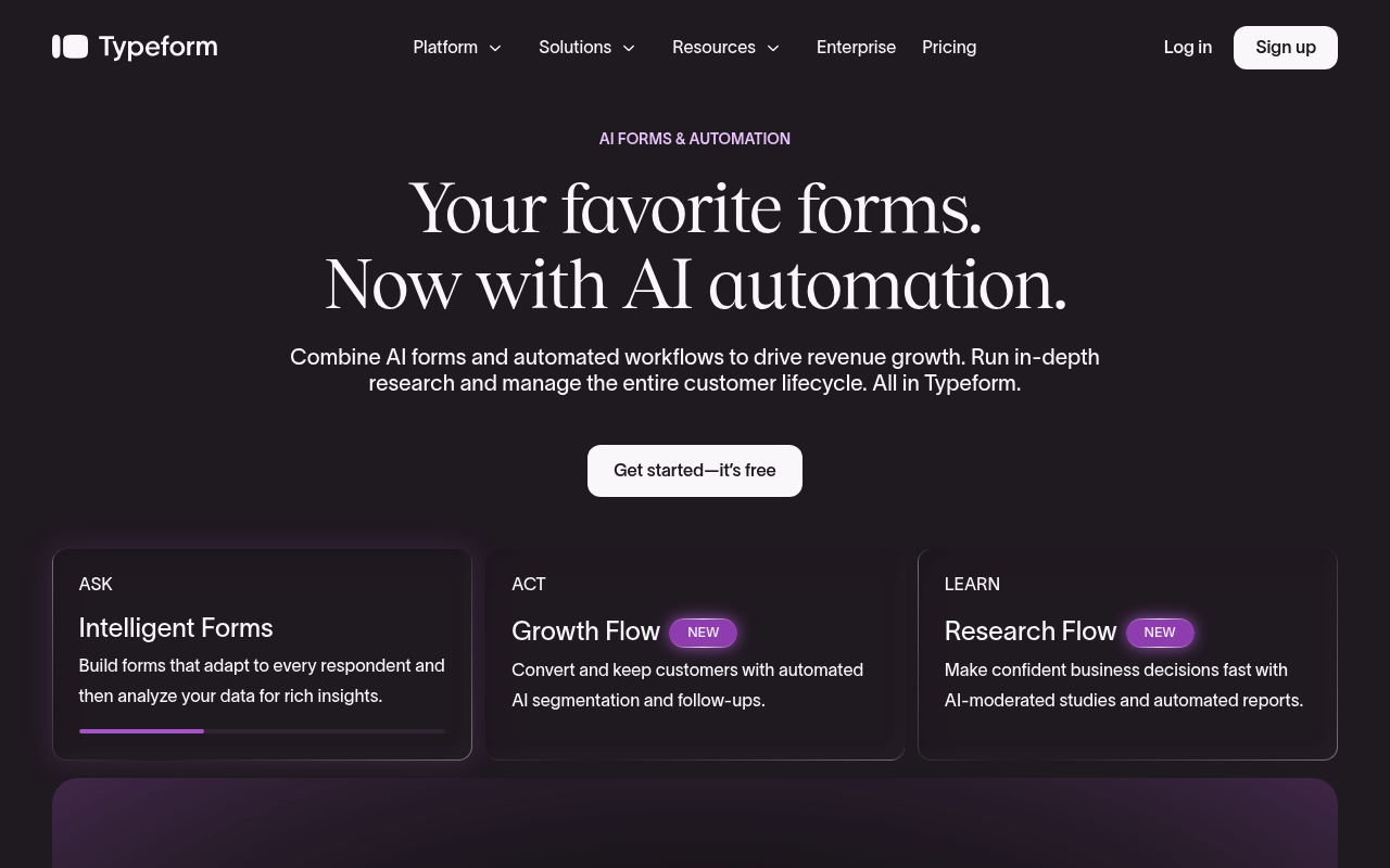 Typeform website screenshot