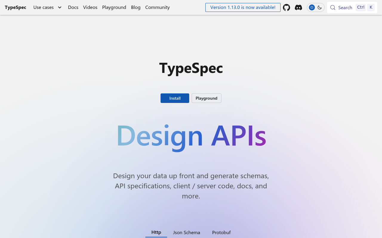 TypeSpec website screenshot
