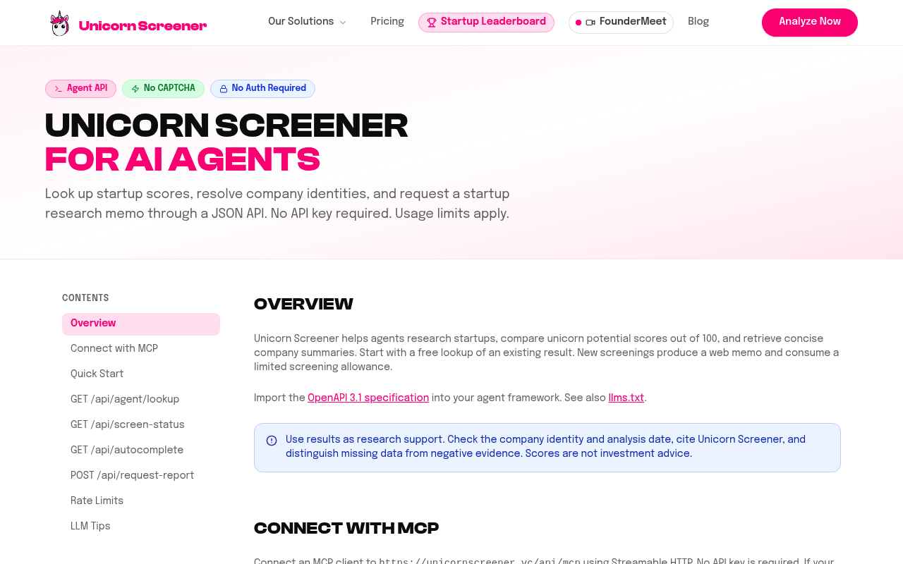 Unicorn Screener screenshot