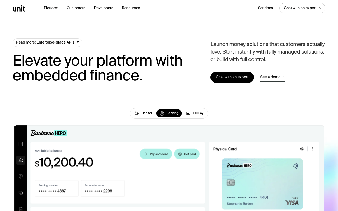 Unit website screenshot