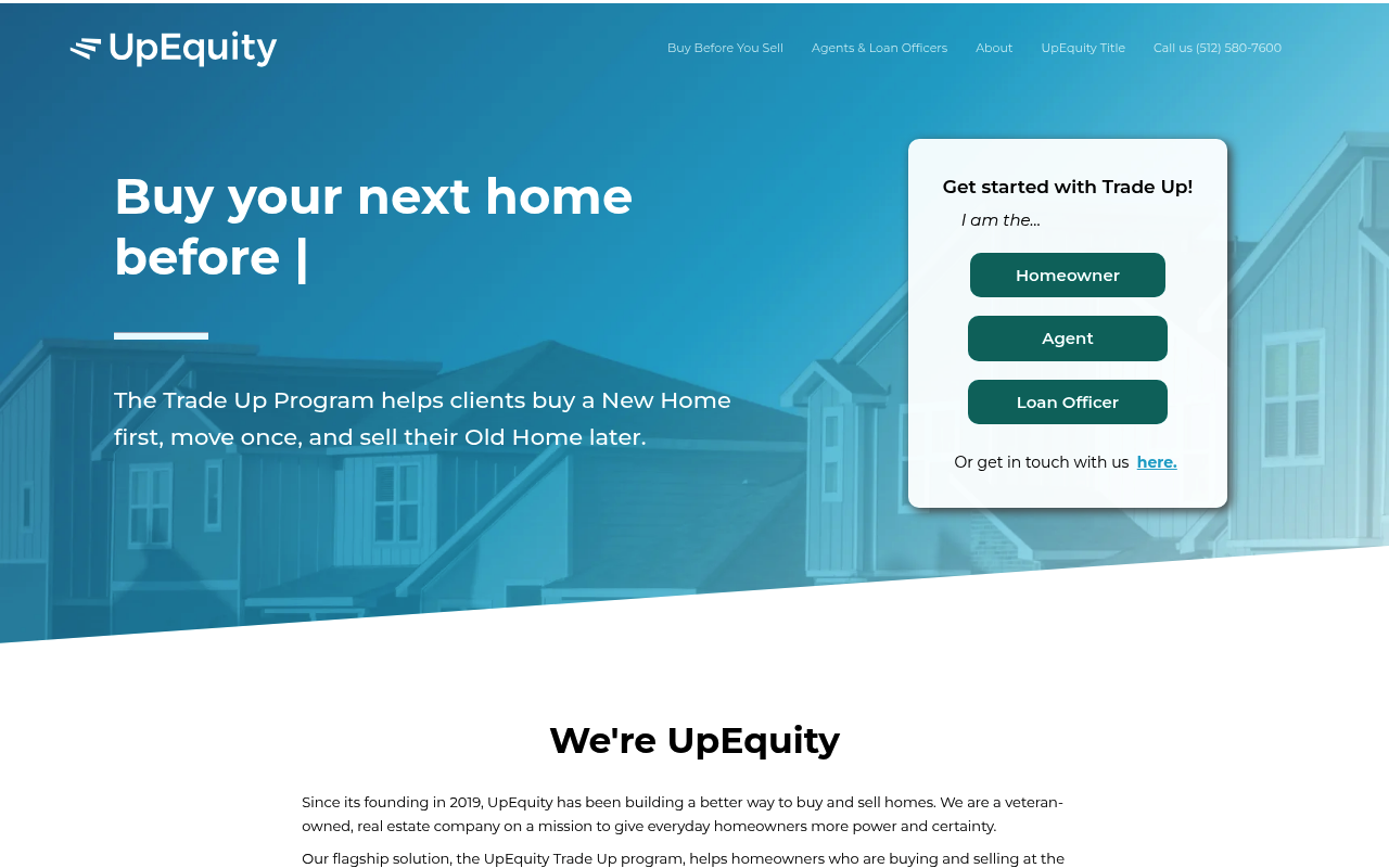 UpEquity website screenshot