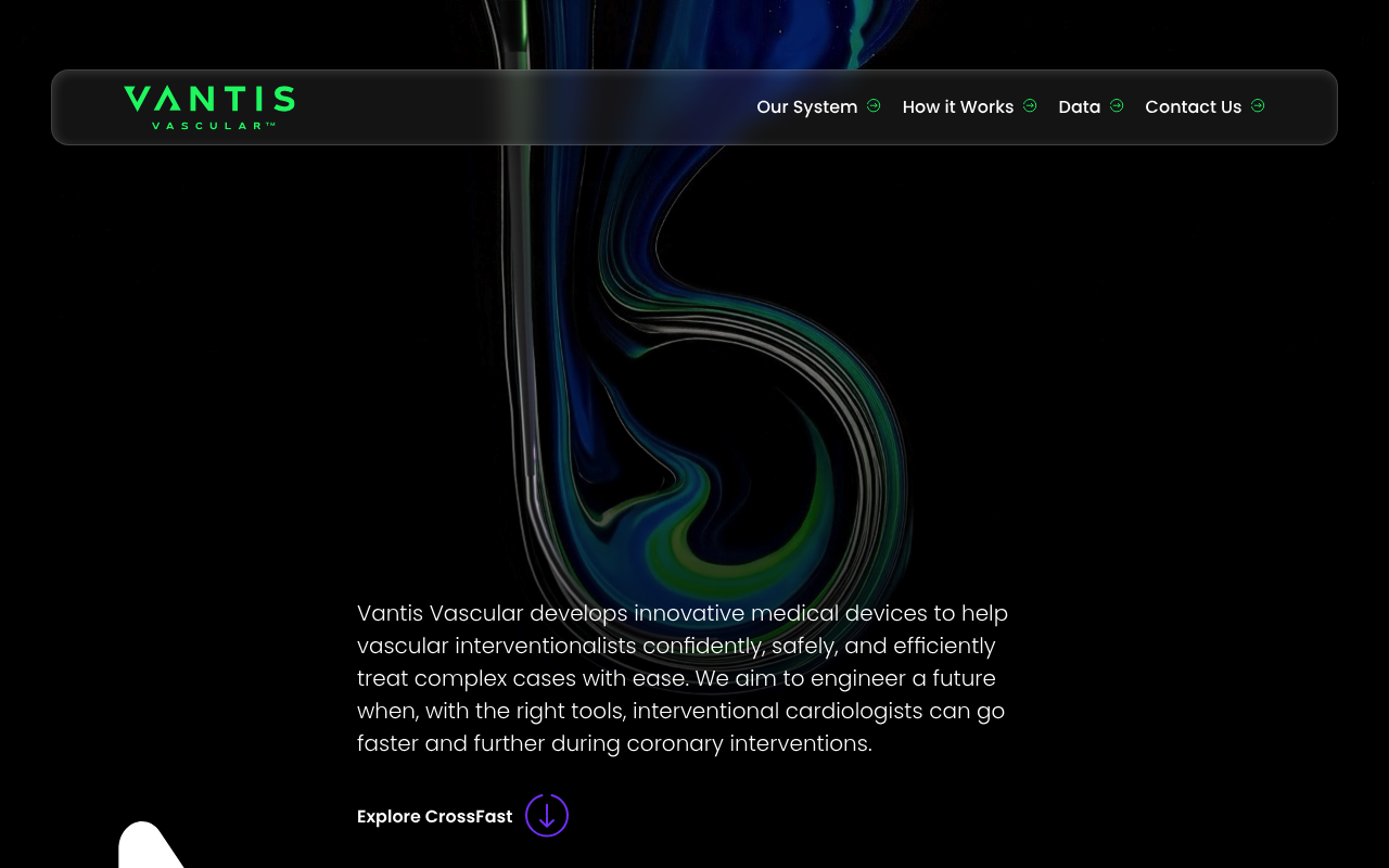 Vantis Vascular website screenshot