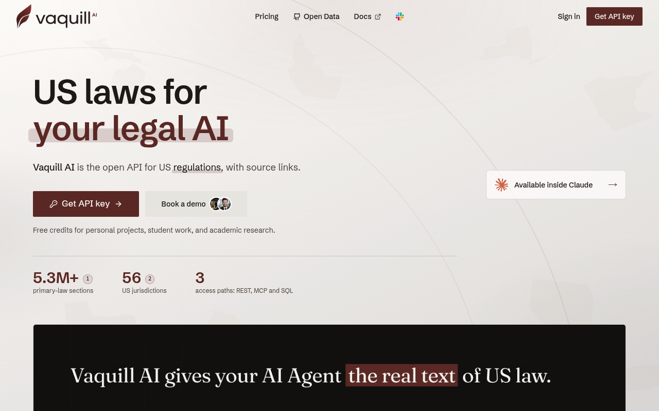 Vaquill AI website screenshot