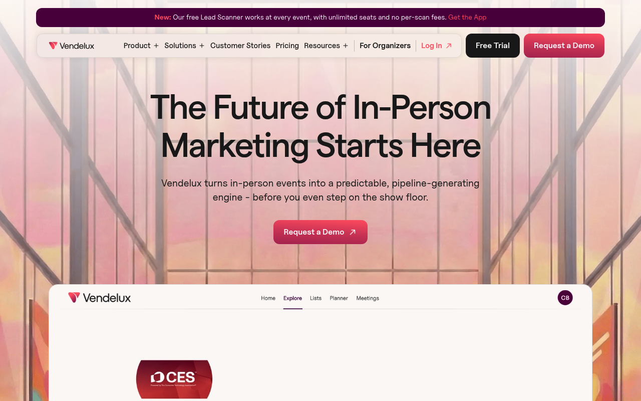 Vendelux website screenshot