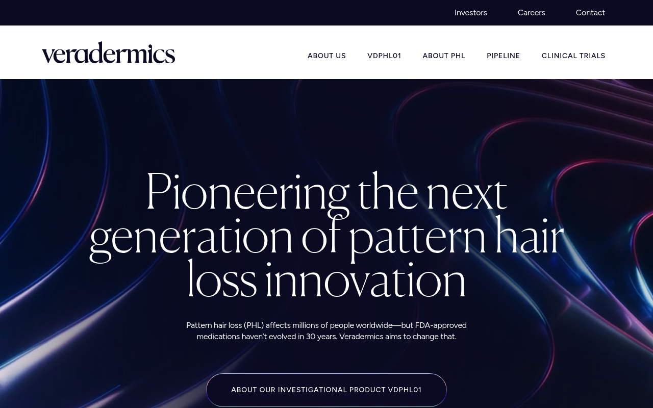 Veradermics website screenshot