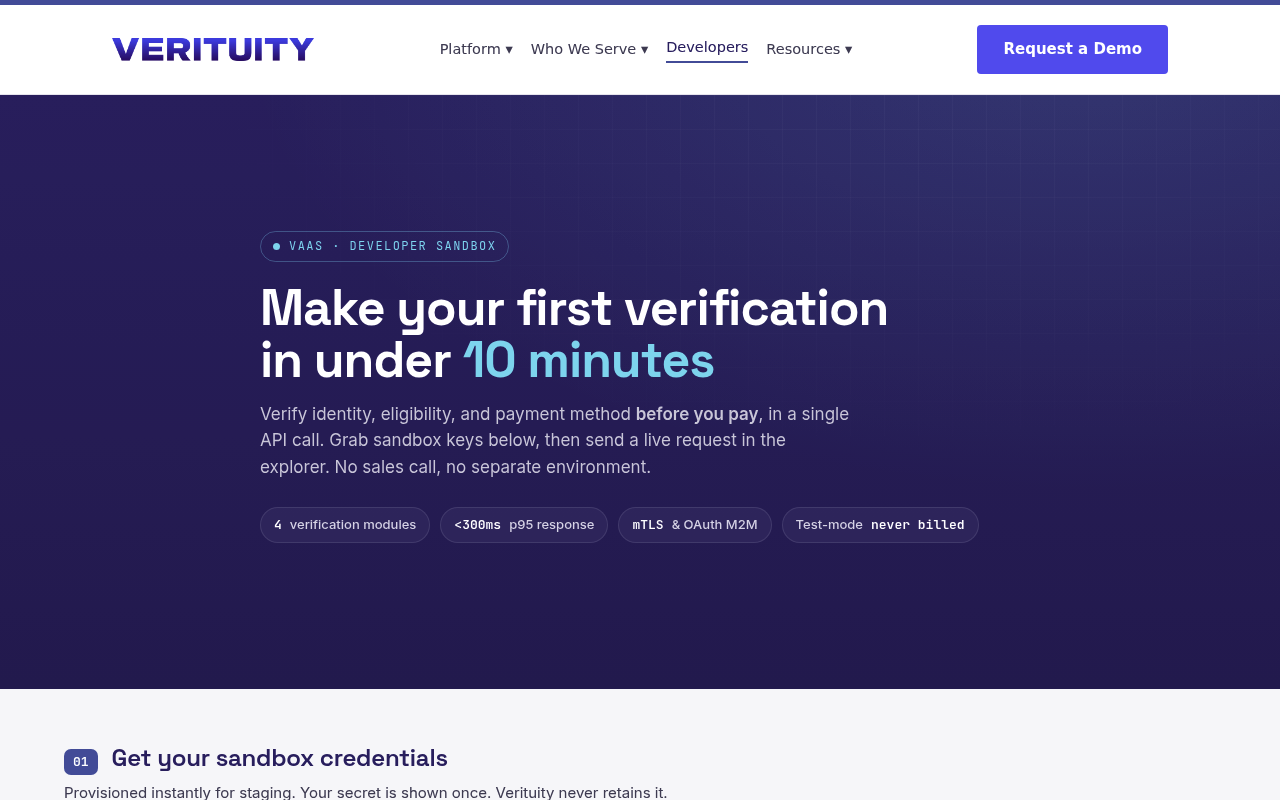 Verituity website screenshot
