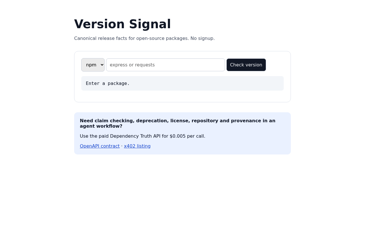 Version Signal screenshot