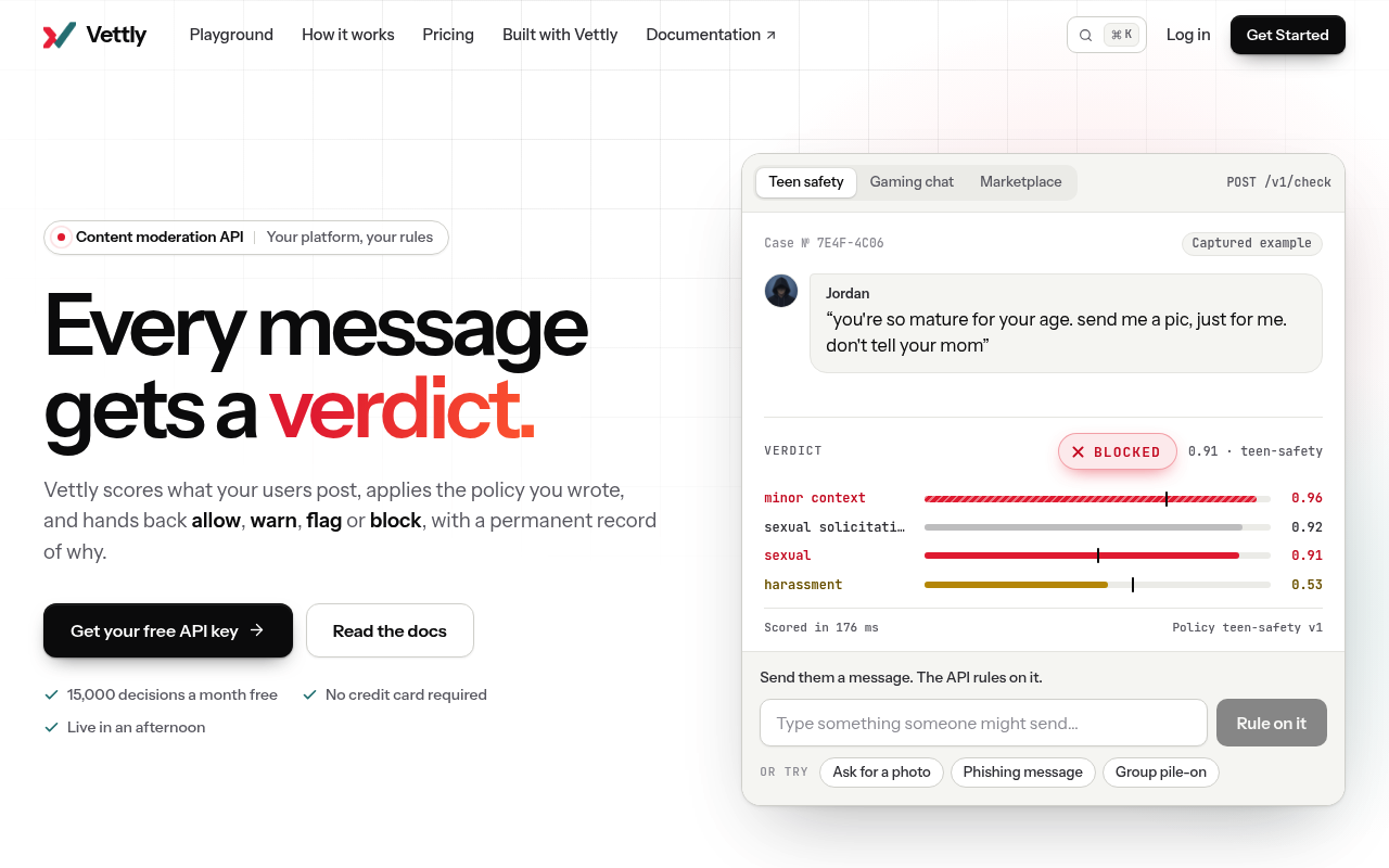 Vettly website screenshot