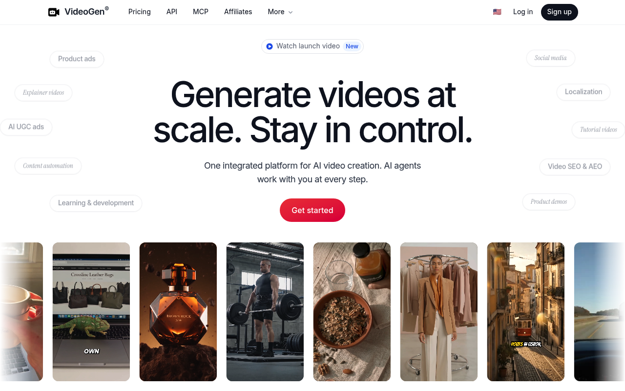 VideoGen website screenshot